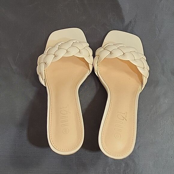 BRAND NEW ROUGE HELUIM SQUARE TOE BRAIDED FAUX LEATHER SLIP-ON QUILTED SANDAL - Picture 6 of 13